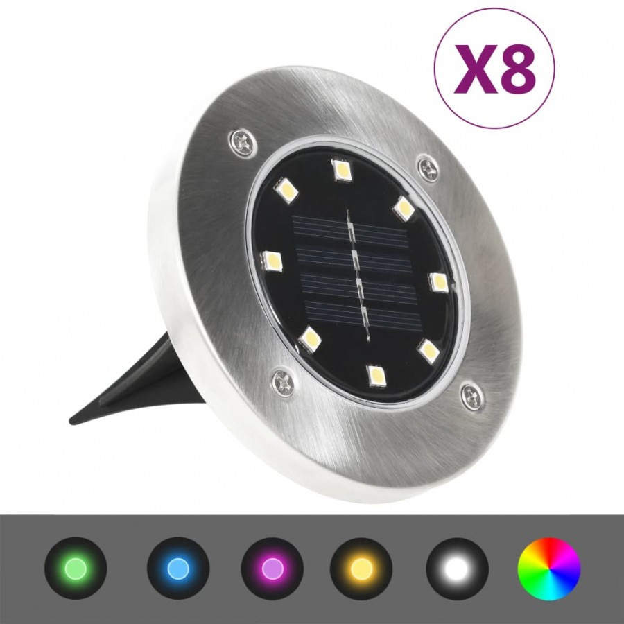 Lampes solaires de sol 8 pcs Lumières LED couleur RVB