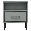 Table de chevet avec pieds en métal Gris Bois pin massif OSLO