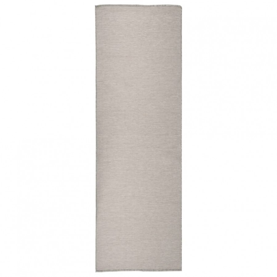 Tapis à tissage plat d'extérieur 80x250 cm Taupe