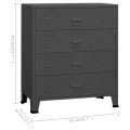 Armoire à tiroirs industrielle Anthracite 78x40x93 cm Métal