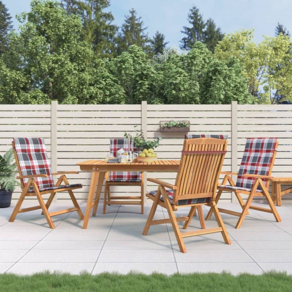 Chaises de jardin inclinables lot de 4 et coussins bois teck