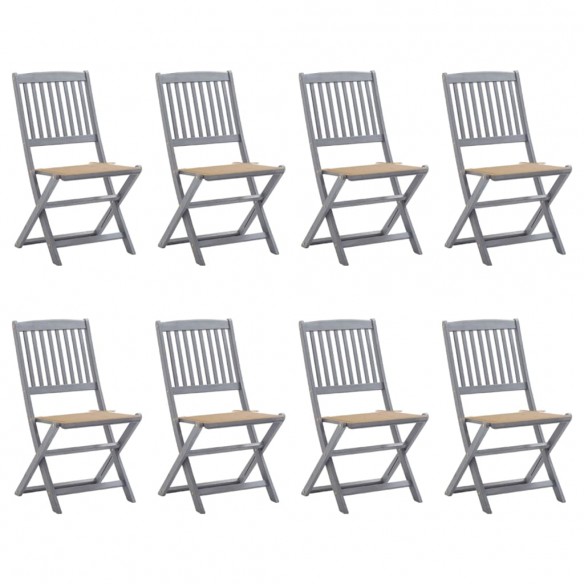 Chaises pliables d'extérieur lot de 8 et coussins Bois d'acacia