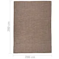 Tapis à tissage plat d'extérieur 200x280 cm Marron