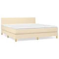 cadre de lit avec matelas Crème 160x200 cm Tissu