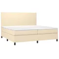 cadre de lit et matelas et LED Crème 200x200cm Tissu
