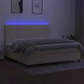 cadre de lit et matelas et LED Crème 200x200cm Tissu