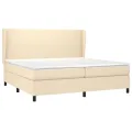 cadre de lit avec matelas Crème 200x200 cm Tissu