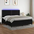 cadre de lit et matelas et LED Noir 200x200 cm Tissu