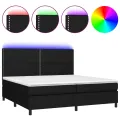 cadre de lit et matelas et LED Noir 200x200 cm Tissu