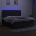 cadre de lit et matelas et LED Noir 200x200 cm Tissu