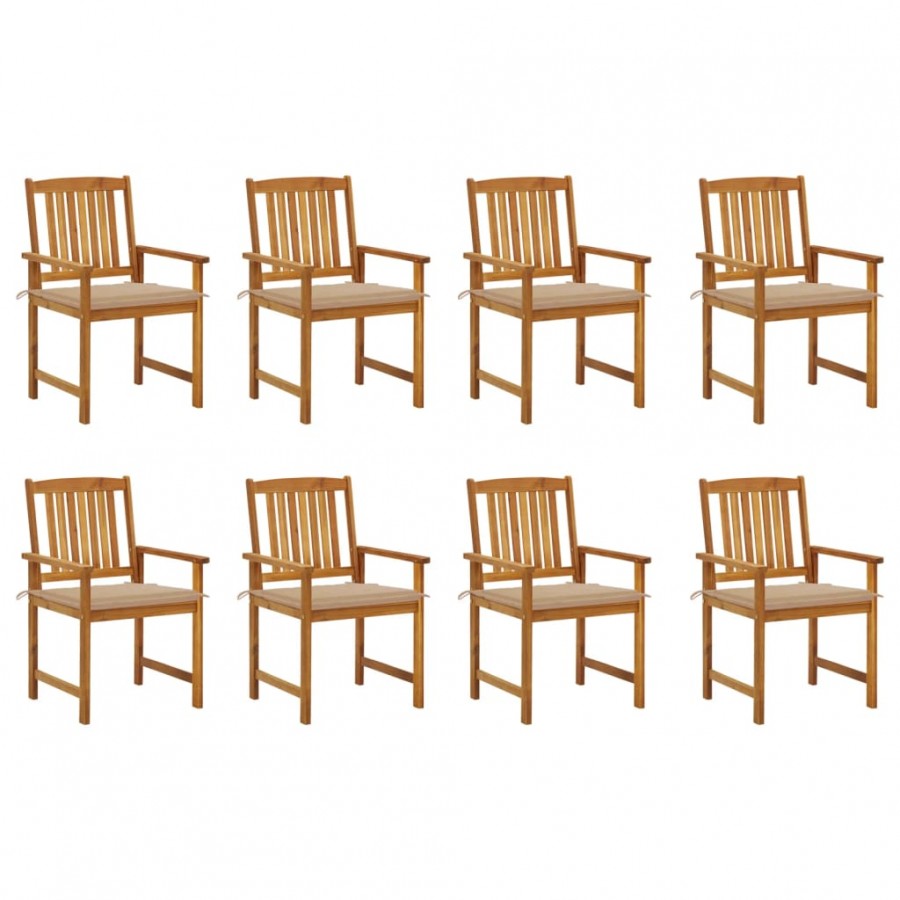 Chaises de jardin avec coussins lot de 8 Bois d'acacia solide