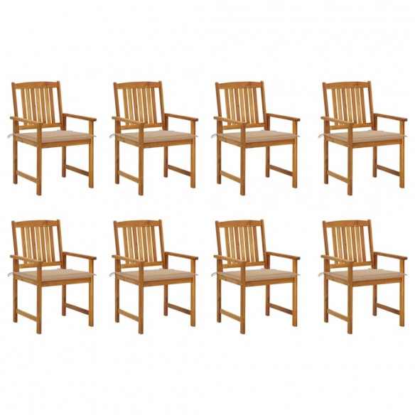 Chaises de jardin avec coussins lot de 8 Bois d'acacia solide