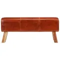Banc de bok de gymnastique marron 110 cm cuir véritable et bois