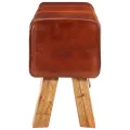 Banc de bok de gymnastique marron 110 cm cuir véritable et bois