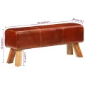 Banc de bok de gymnastique marron 110 cm cuir véritable et bois