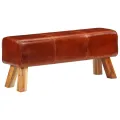 Banc de bok de gymnastique marron 110 cm cuir véritable et bois
