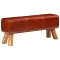 Banc de bok de gymnastique marron 110 cm cuir véritable et bois