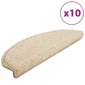 Tapis d'escalier 10 pcs 65x21x4 cm Crème