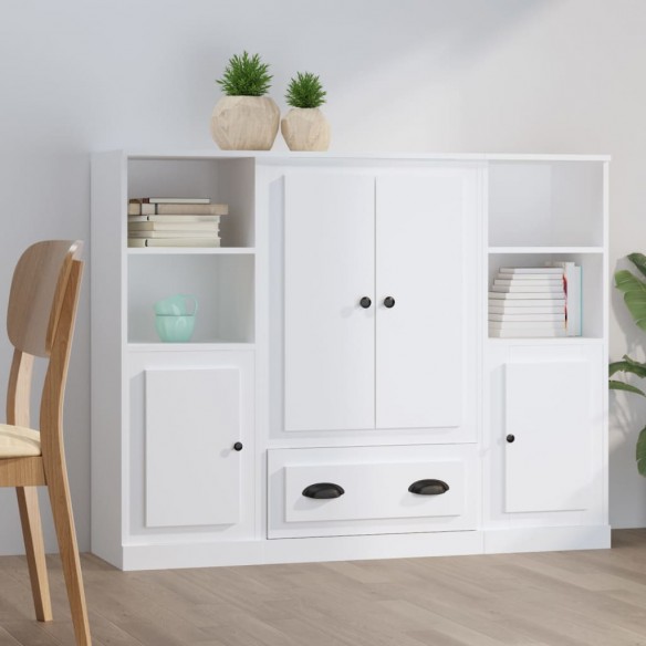 Buffets 3 pcs blanc bois d'ingénierie