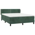 cadre de lit et matelas Vert foncé 140x200cm Velours