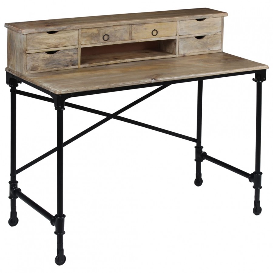 Bureau Bois de manguier massif et acier 110 x 50 x 96 cm