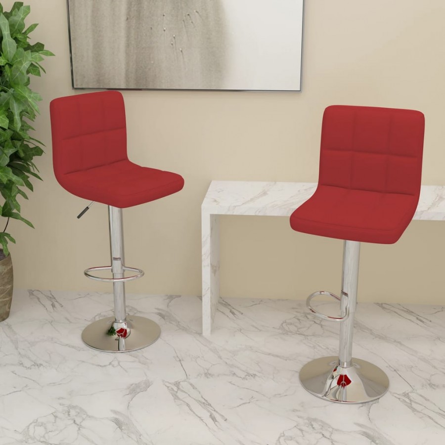 Tabourets de bar lot de 2 rouge bordeaux tissu