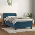 cadre de lit et matelas Bleu foncé 80x200 cm Velours