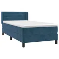cadre de lit et matelas Bleu foncé 80x200 cm Velours