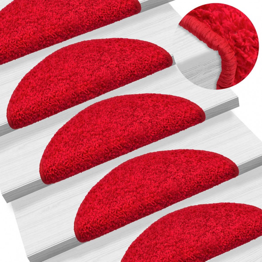 Tapis d'escalier 10 pcs 56x17x3 cm Rouge