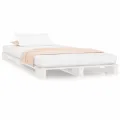 Lit de palette blanc 90x200 cm bois de pin massif