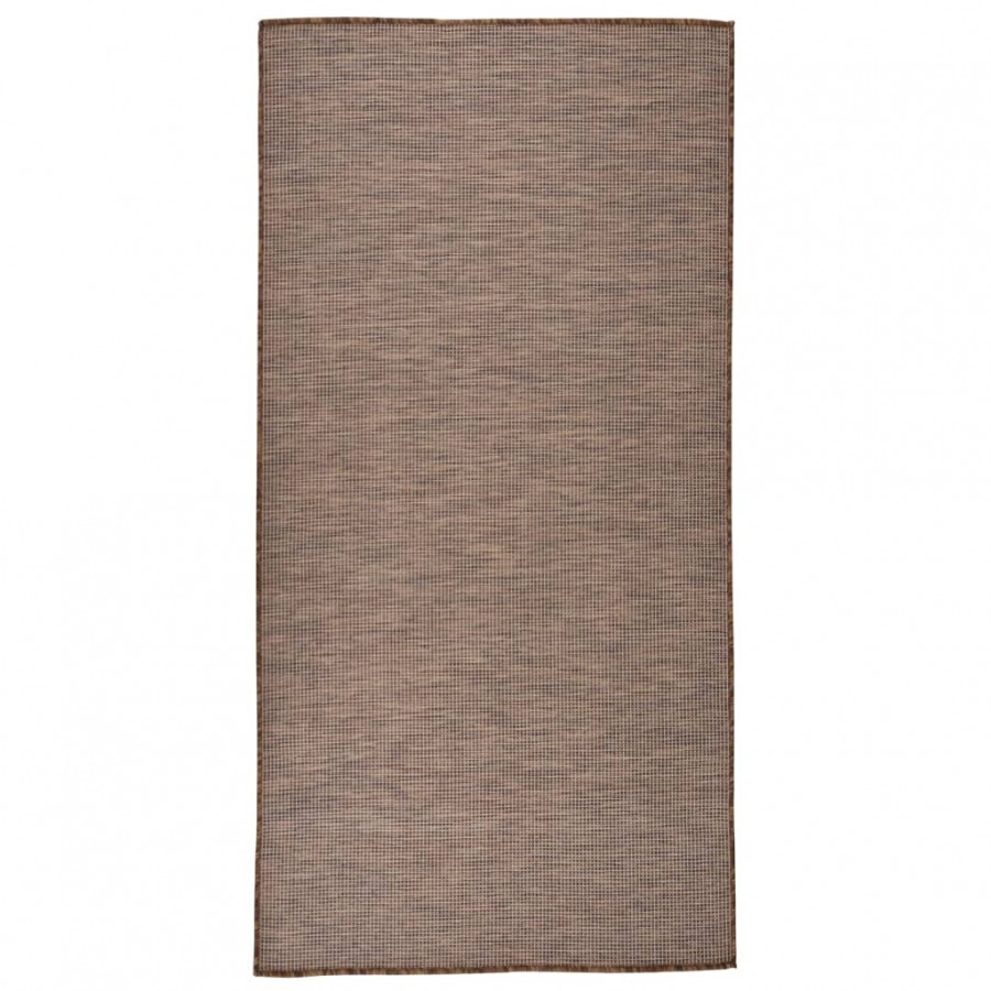 Tapis à tissage plat d'extérieur 100x200 cm Marron