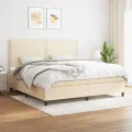 cadre de lit avec matelas Crème 200x200 cm Tissu