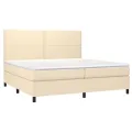 cadre de lit avec matelas Crème 200x200 cm Tissu