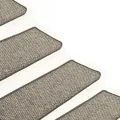 Tapis d'escalier autocollants 15 pcs 65x21x4 cm Gris et beige