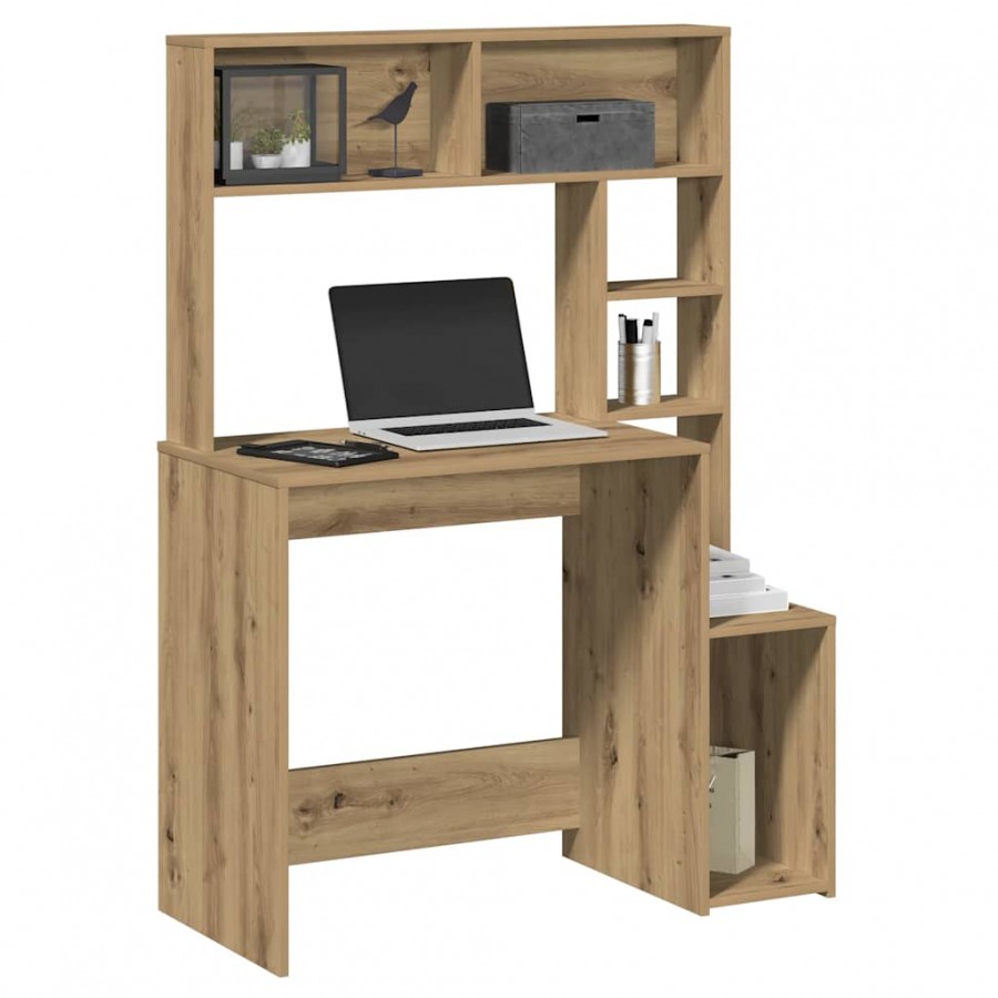 Bureau avec étagères chêne artisanal Bois d'ingénierie