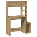 Bureau avec étagères chêne artisanal Bois d'ingénierie