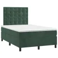 cadre de lit et matelas Vert foncé 120x200cm Velours