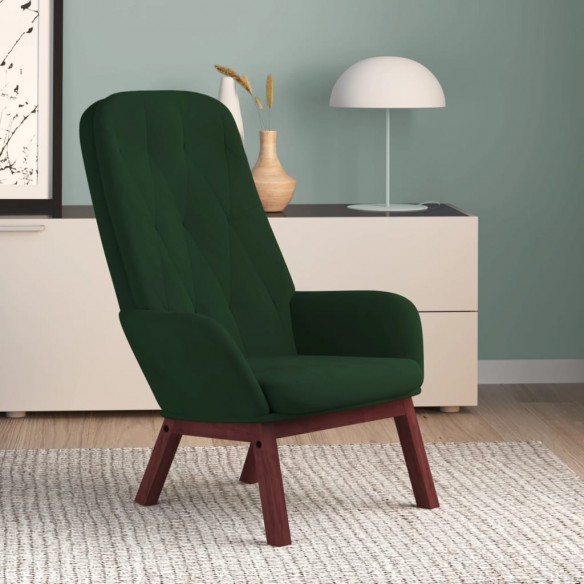 Chaise de relaxation Vert foncé Velours