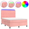 cadre de lit matelas et LED Rose 140x200 cm Velours