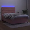 cadre de lit matelas et LED Rose 140x200 cm Velours