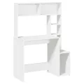 Bureau avec étagères blanc 100x45x140 cm bois d'ingénierie