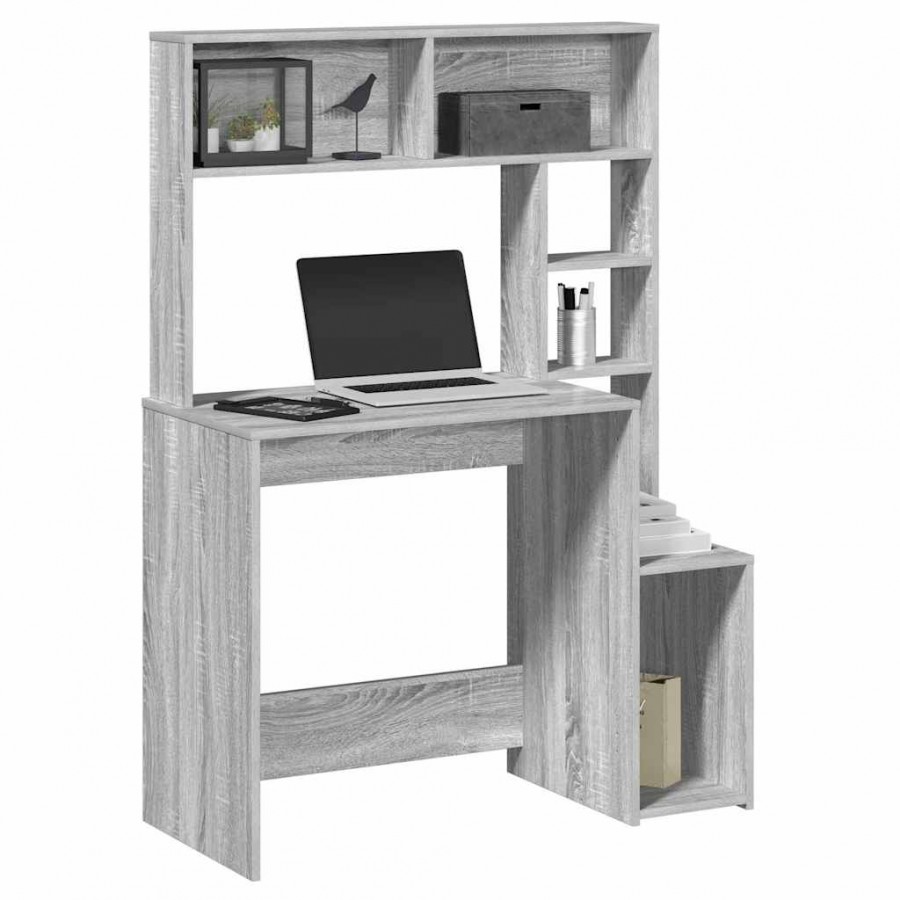 Bureau avec étagères sonoma gris 100x45x140cm bois d'ingénierie