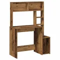 Bureau avec étagères vieux bois 100x45x140 cm bois d'ingénierie
