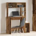 Bureau avec étagères vieux bois 100x45x140 cm bois d'ingénierie