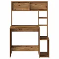 Bureau avec étagères vieux bois 100x45x140 cm bois d'ingénierie