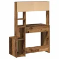 Bureau avec étagères vieux bois 100x45x140 cm bois d'ingénierie