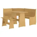 Ensemble à manger REINE 3 pcs marron miel bois de pin massif