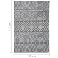 Tapis à tissage plat d'extérieur 160x230 cm Rayures bleues