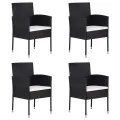 Chaises de jardin coussins blanc crème 4pcs noir résine tressée