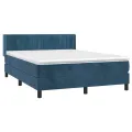 cadre de lit et matelas Bleu foncé 140x200cm Velours